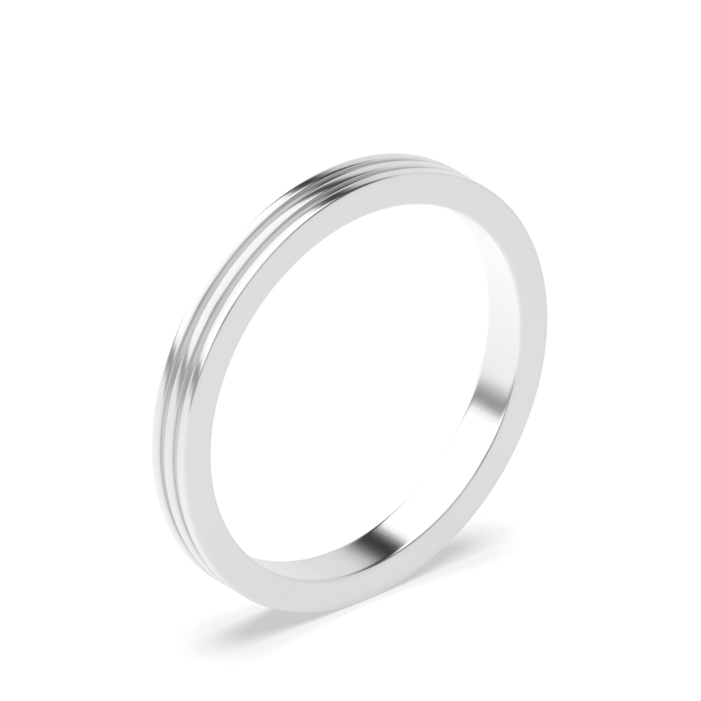 Bevelled Edge and Twin Groove Flat Court Plain Women Wedding (2.0mm - 6.0mm)