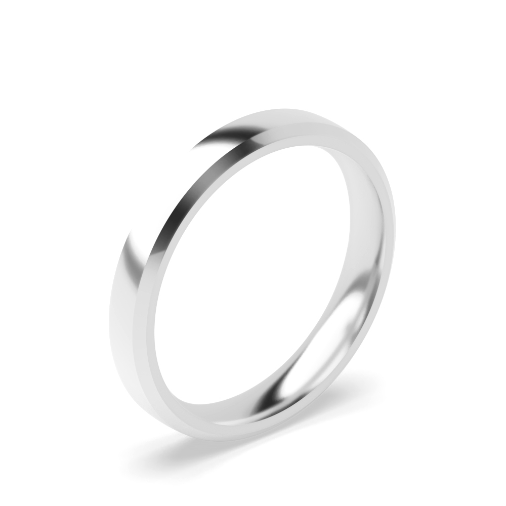 Diamond Cut Flat Court Profile Plain Women Wedding Bands (2.0 - 6.0mm)