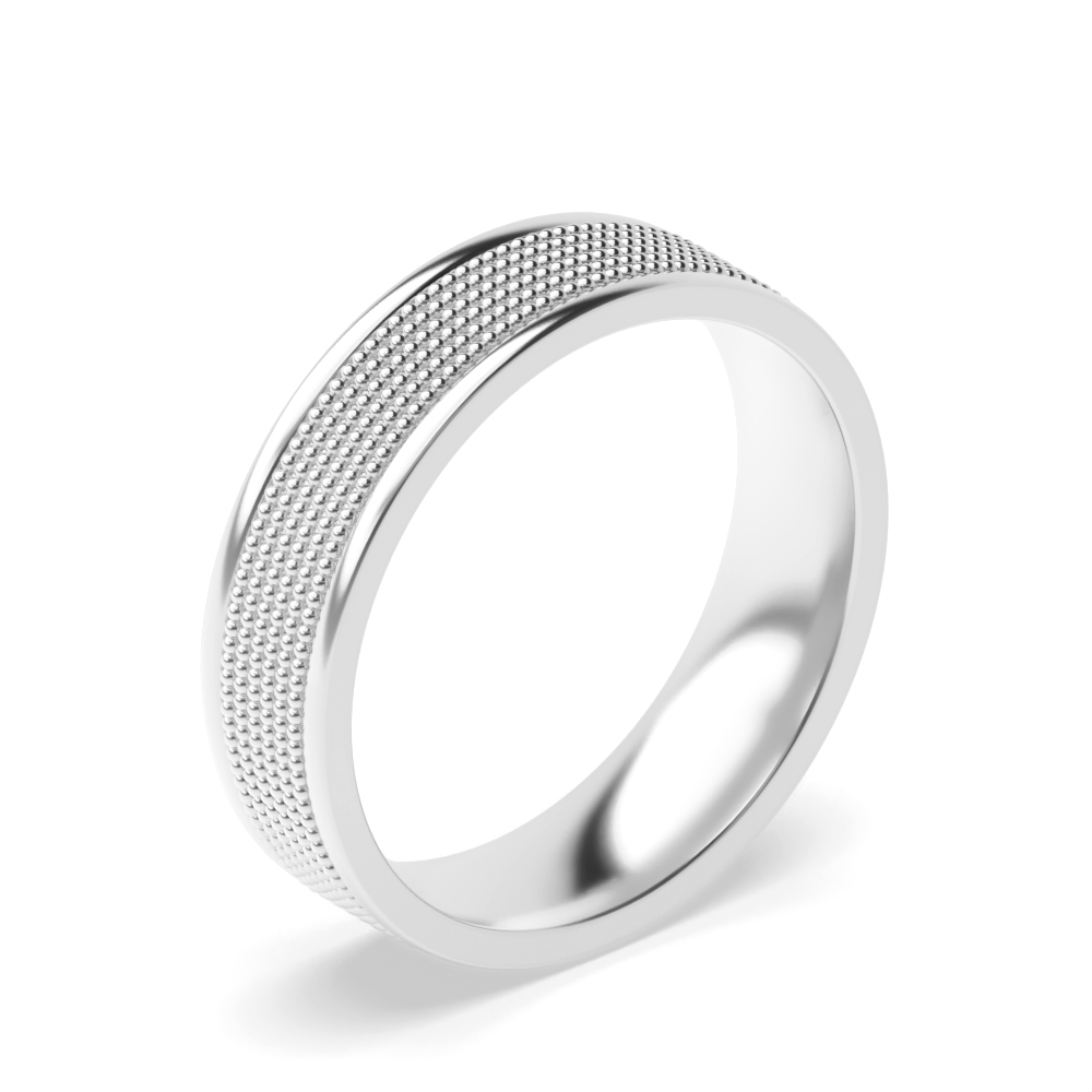 Flat Court Beaded Centre, Polished Finish Plain Wedding Bands (2.0 - 6.0mm)