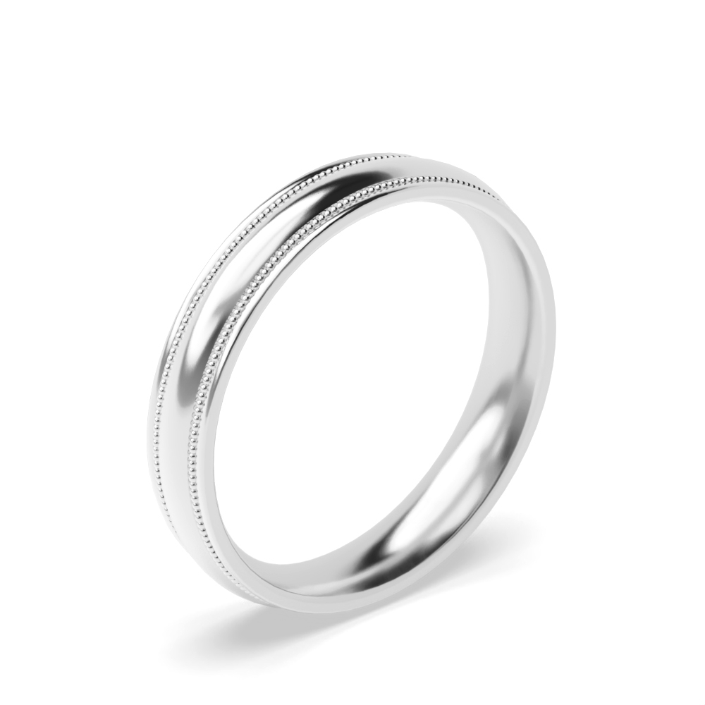 Court Profile Millgrain Lines Bevelled Centre Polished Finish Wedding Bands (2.0 - 6.0mm)