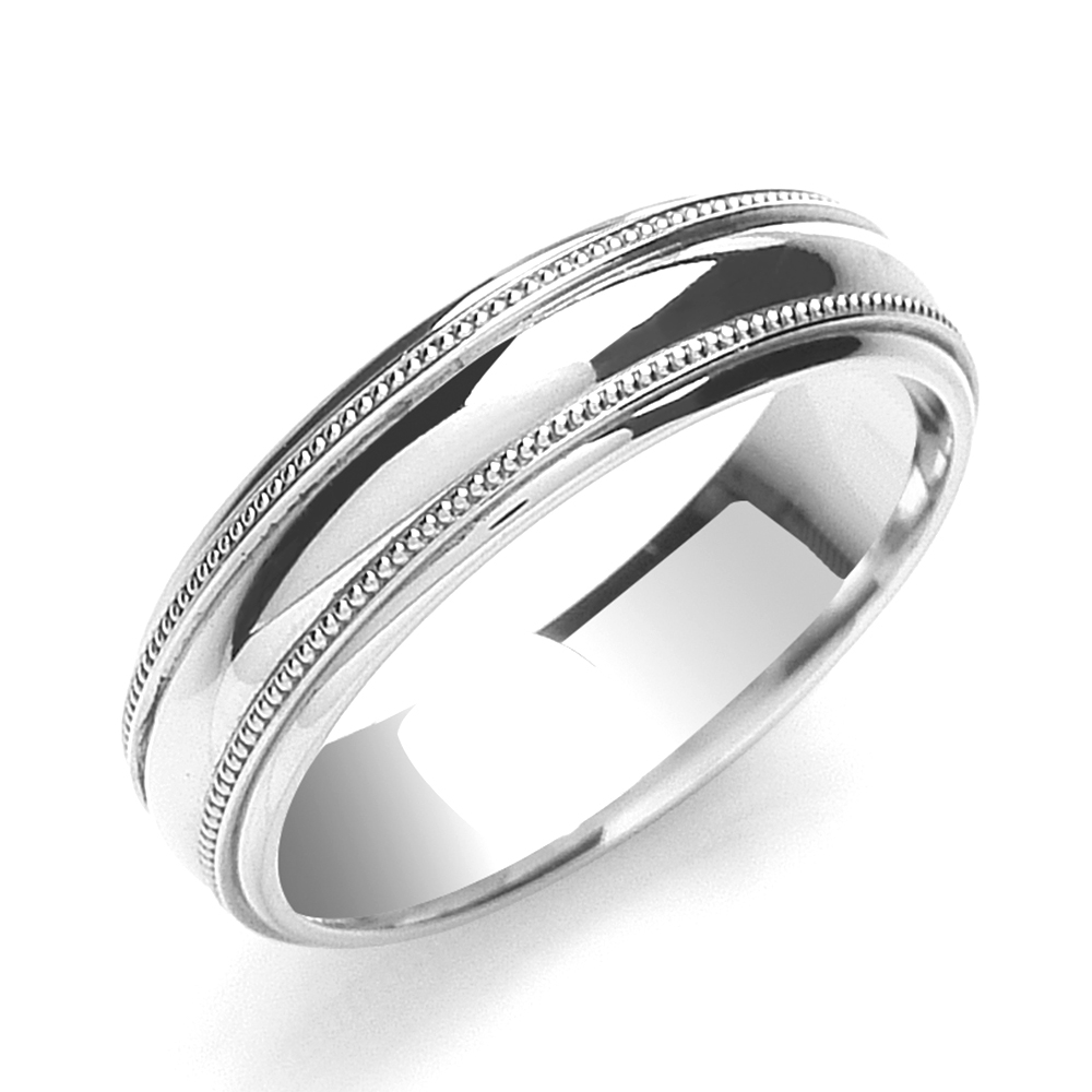 6mm Court Mill Grain Edges Two Colour Wedding Band