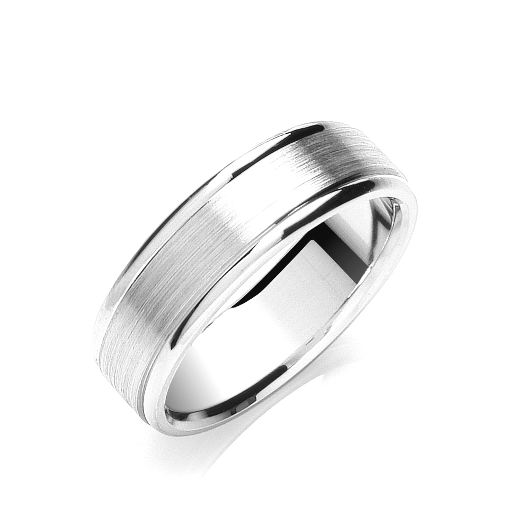 5 And 7mm Flat Court Track Edge Matt Centre Polished Edges Wedding Band