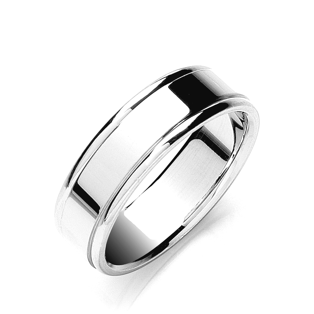 7mm Flat Court Track Edge Polish Wedding Band