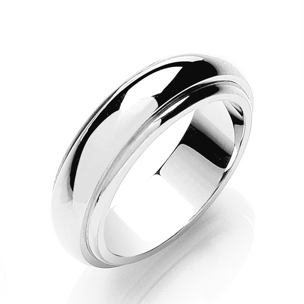 6mm Two Colour Step-Cut D-Shape Wedding Band