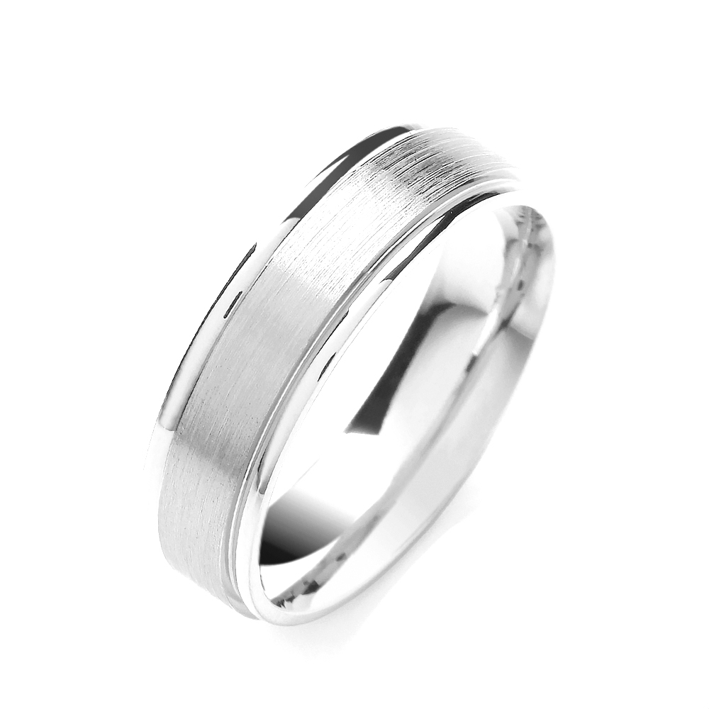 6mm Two Colour Flat Court Matt Centre Polish Edge Wedding Band