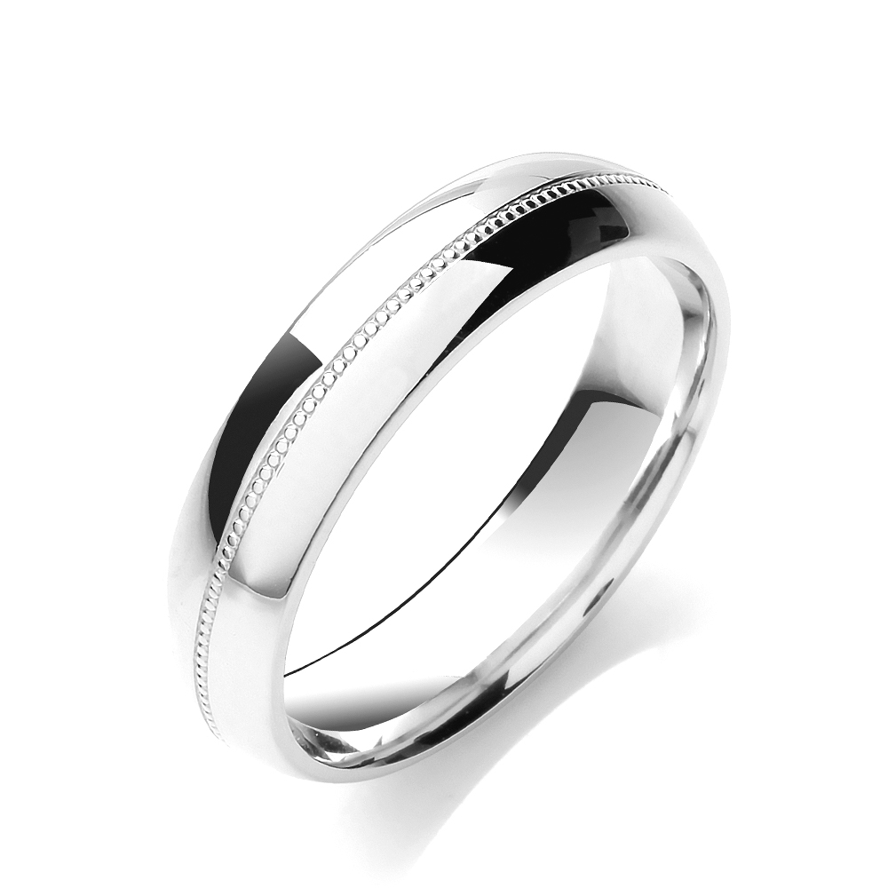 5mm Court Shape Mill Grain Centre Line Wedding Band