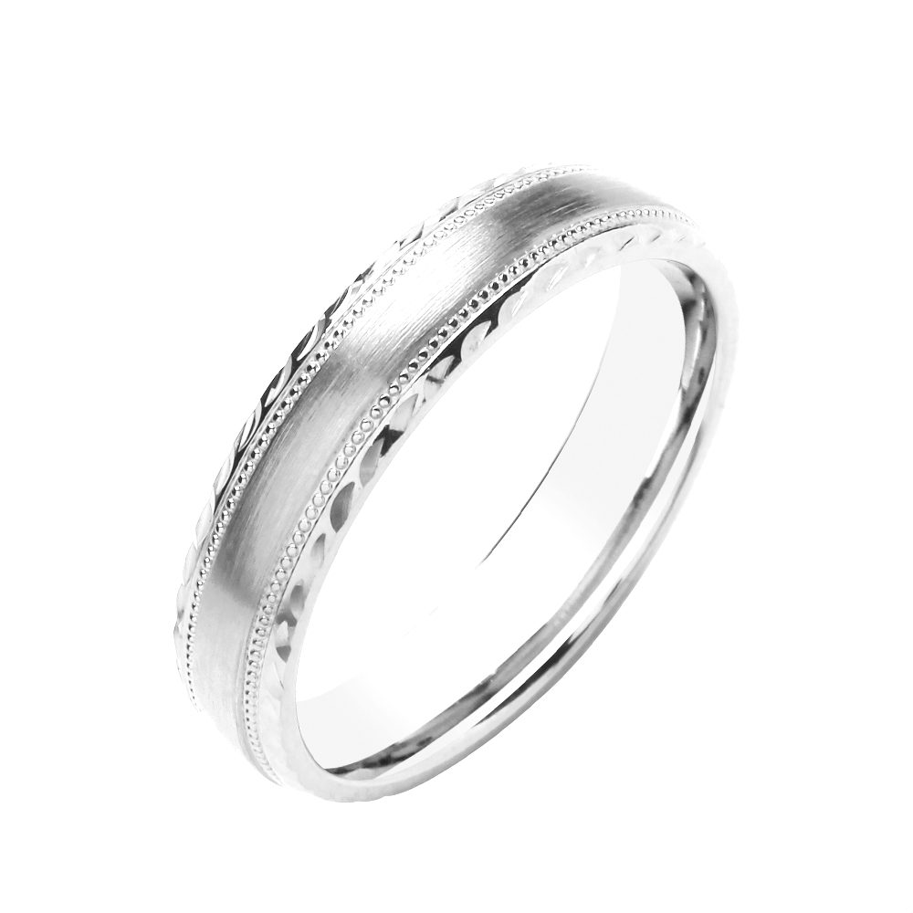 5mm D Shape Millgrain And Edge Wedding Band
