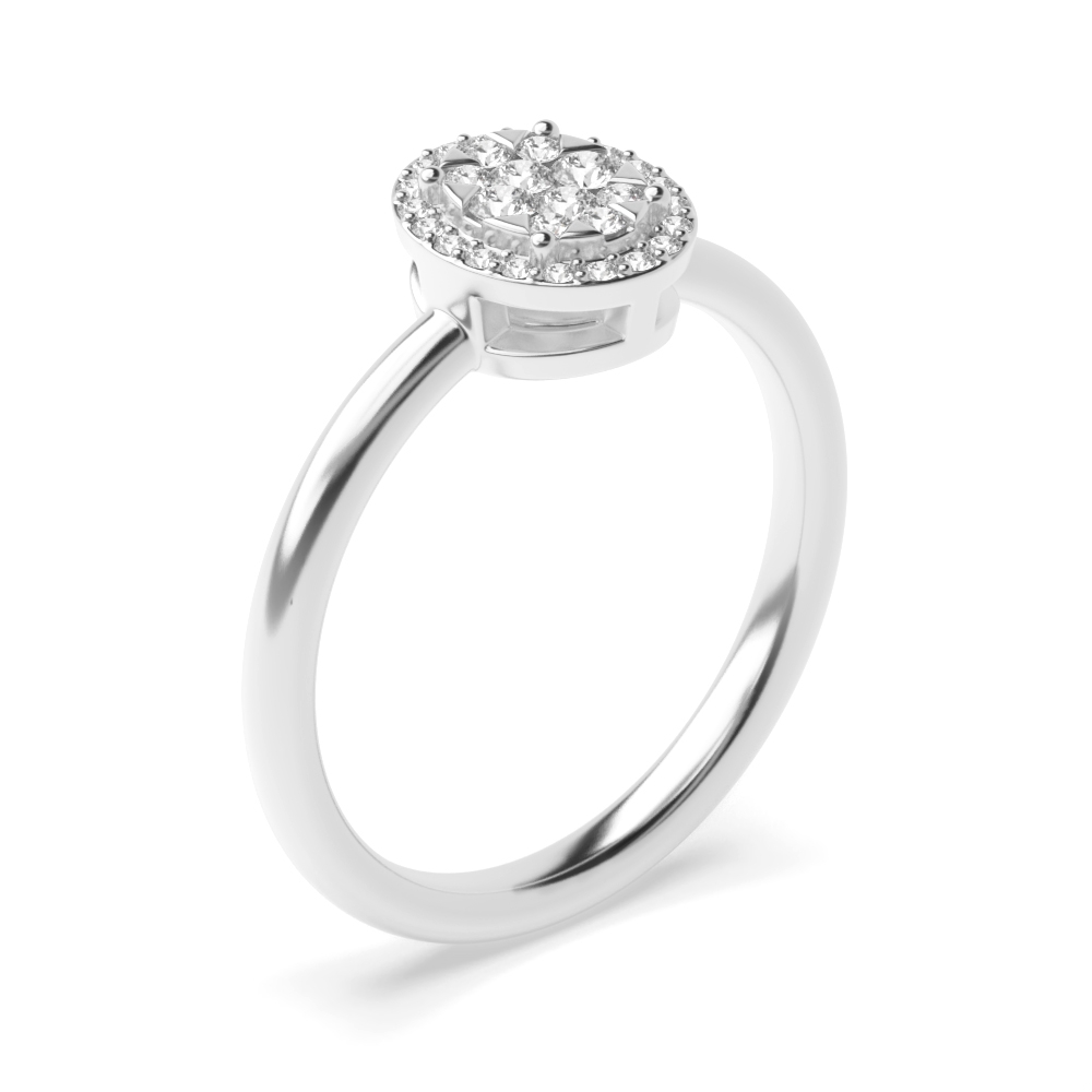 4 prong setting round shape oval design cluster ring